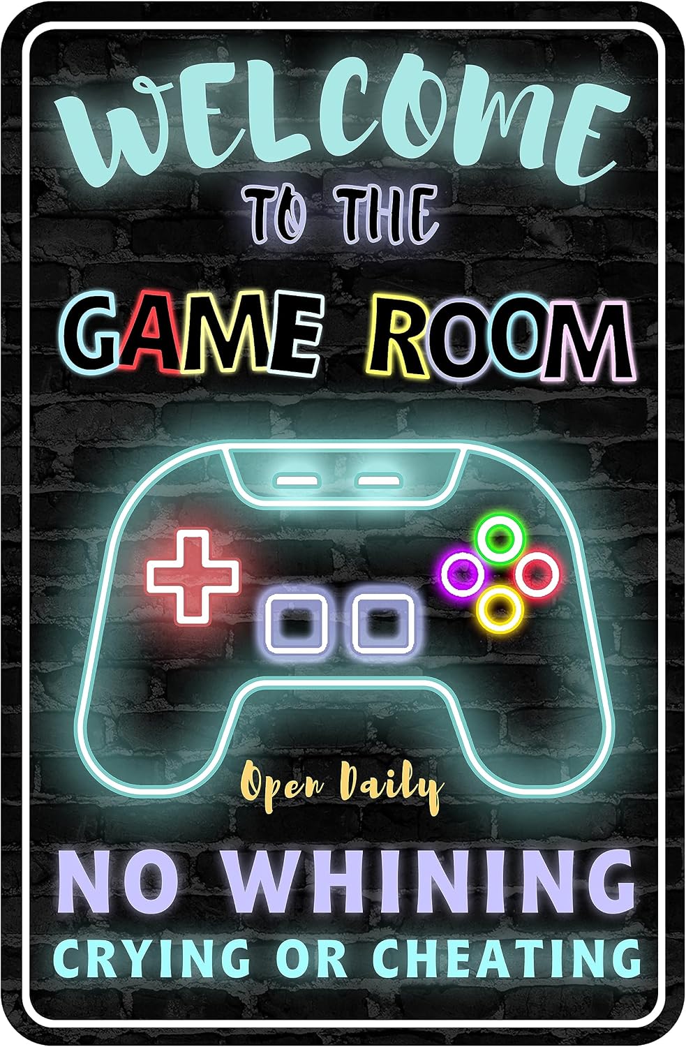 Gaming Accessories For Room - ゲームルーム用の金属製サイン。男の子向けのゲームルームや寝室の壁飾りとして。 | ティーン向けギフト、アクセサリー、アルミ製の錆び文字サイン、12インチ×8インチ--T