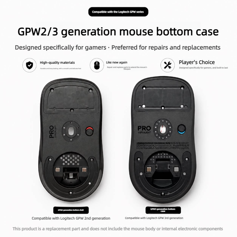 Logitech Mouse G Pro X Superlight - Logitech Gpw2、Gpw3、G Pro X Superlight用交換用マウス底面ケース。ゲーミングマウスの修理用交換部品。
